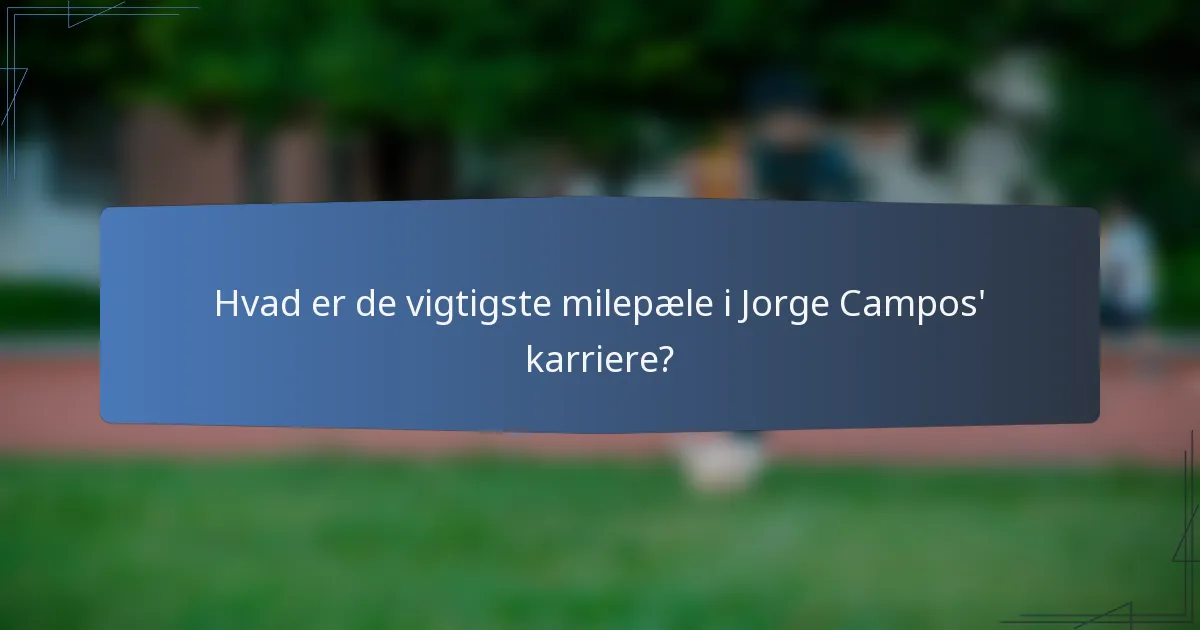 Hvad er de vigtigste milepæle i Jorge Campos' karriere?